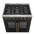 thumbnail image 2 of Forno Galiano 36-inch French Door Gas Range Black and Antique Brass Design, 6 Sealed Burners 83,000 BTU, 5.36 cu.ft. Convection Oven, 2 of 5