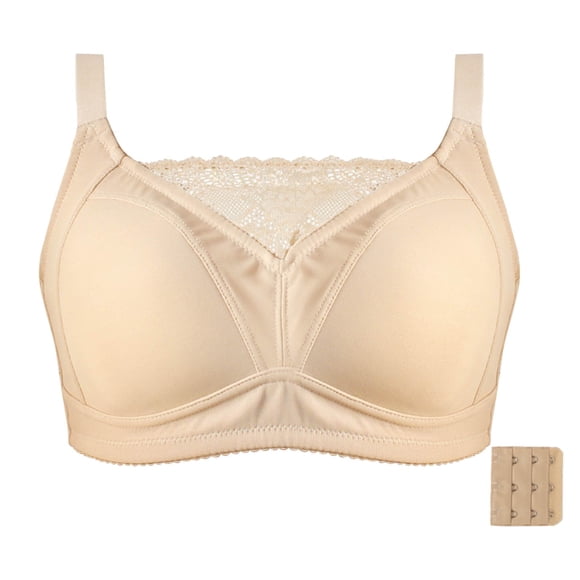 Bra with Lace Trim Seamless Comfort Wireless Support and Pockets for Prosthesis - Casual Everyday Underwear for All Seasons