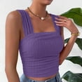 thumbnail image 4 of SNKSDGM Female Summer Tank Tops for Women Cropped Summer Tank Tops for Women Plus Size Women's Solid Color Fashionable Sleeveless Open Navel Square Neck Shoulder Strap Vest Top L, 4 of 8
