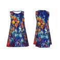 thumbnail image 3 of Bixox Colorful Fall Leaves Print Women's Sleeveless A-Line Dress with Pockets, Casual Knee-Length Tank Dress for Summer-Small, 3 of 7