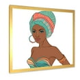 thumbnail image 2 of African American Woman With Turban and Earring 16 in x 16 in Framed Painting Canvas Art Print, by Designart, 2 of 4