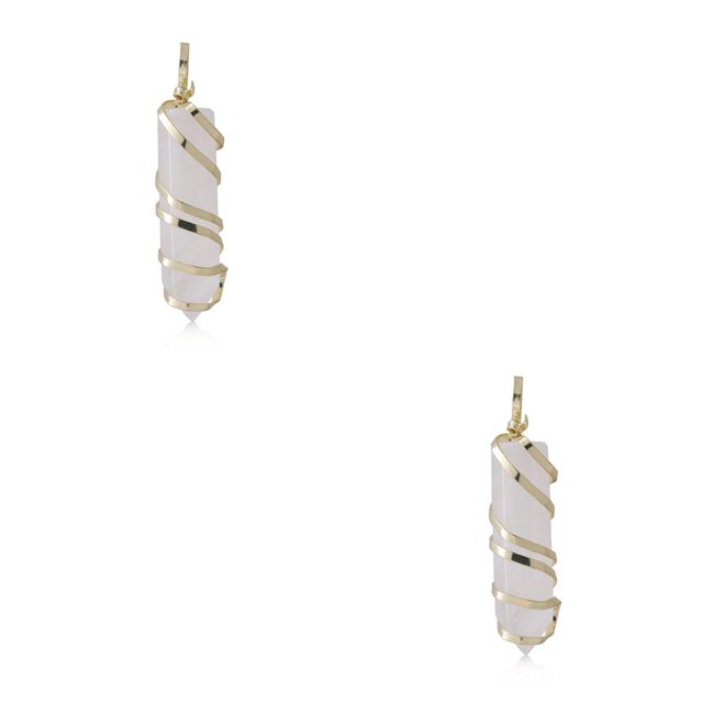 yingyy Wire Wrapped Charm Hanging Pendant Colorful Exquisite Crystal Crafting Necklace Keychains Earrings Accessories White Crystal 2Set