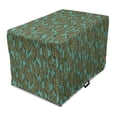 thumbnail image 1 of Botany Dog Crate Cover, Vertical Layout of Fall Foliage Leaves Along Ethnic Motifs Pattern, Easy to Use Pet Kennel Cover for Dogs, 35" x 23" x 27", Dark Seafoam and Green Brown, by Ambesonne, 1 of 6
