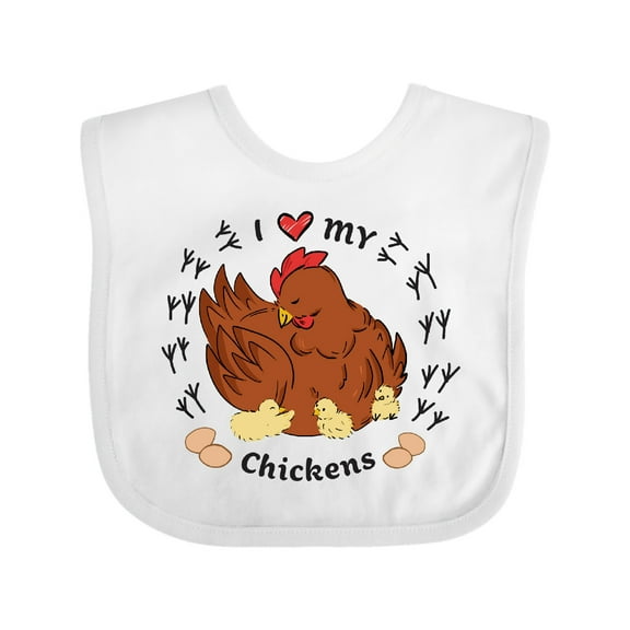 Inktastic I Heart My Chickens Boys or Girls Baby Bib