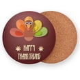 thumbnail image 2 of GZHJMY Thanksgiving Turkey Round Coaster, 4 Pcs Heat Resistant Absorbent Drink Coaster for Kitchen Bar Cafe Decor, 2 of 7