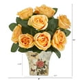 thumbnail image 2 of Nearly Natural 11" Rose Artificial Flower Arrangement in Floral Vase, Yellow, 2 of 3