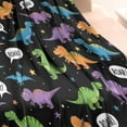 thumbnail image 3 of Black Cartoon Dinosaurs Speech Bubbles Pattern Blanket,Comfortable Soft Flannel Throw Blanket,All Season,Warm Lightweight Blankets for Sofa Bed Couch Living Room Chair,30"x40", 3 of 4