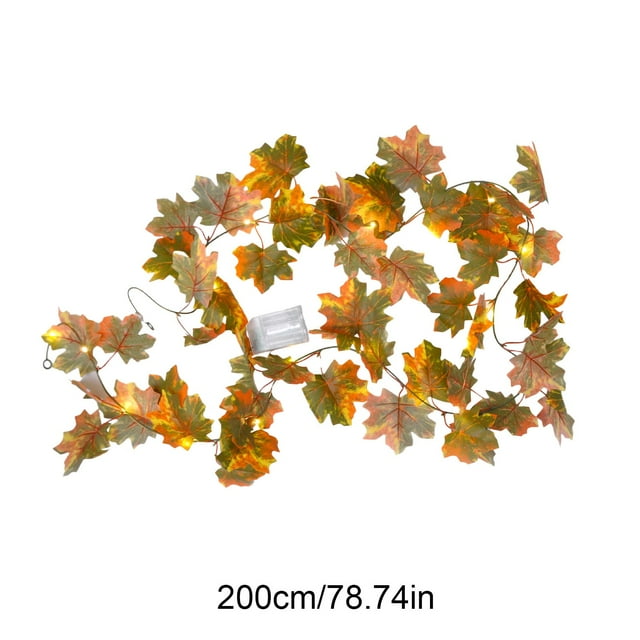 Decoraciones de Halloween, adornos de Halloween, regalos de Halloween, luces de hoja de arce de 2 m y 20 luces, luces de Halloween, decoraciones de caja de batería, enredaderas de hoja de arce colgant
