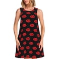 thumbnail image 1 of Disketp Red Beautiful Lips para Vestido sin Mangas para Mujeres, Vestidos de Verano para Mujeres, Casual y Holgado para la Playa, 1 of 7
