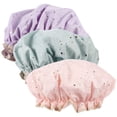 thumbnail image 1 of 3Pcs Double-layer Bathing Caps Waterproof Shower Caps Portable Bath Caps Hair Bonnets, 1 of 9