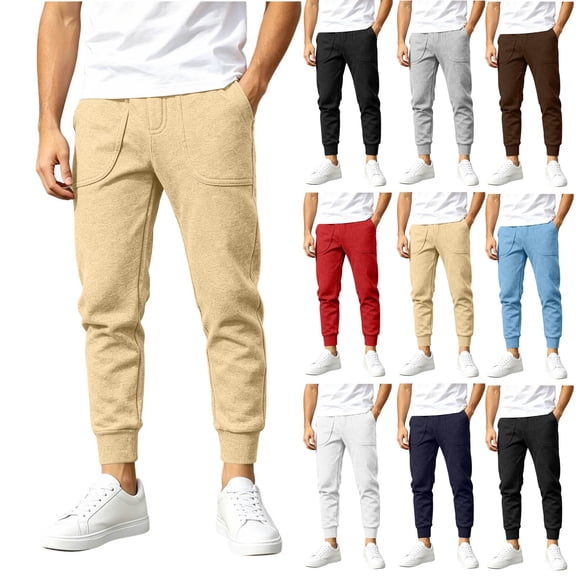 akafmk Boys Sweatpants Track Joggers Slim Fitted Elastic Waist Solid Color Fall Daily Casual Athletic Outdoor School Pants, Sizes 14-15 Years
