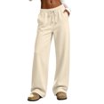 thumbnail image 4 of Oksale Womens Tall Sweatpants Soft Comfy Straight Leg Sweat Pants with Pockets Casual Drawstring High Waisted Trousers Active Outdoor Khaki M, 4 of 9