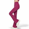thumbnail image 5 of Women's High-Waist Flared Leggings with Stretch Fabric and Contoured Fit - Large, Fuchsia, 5 of 6