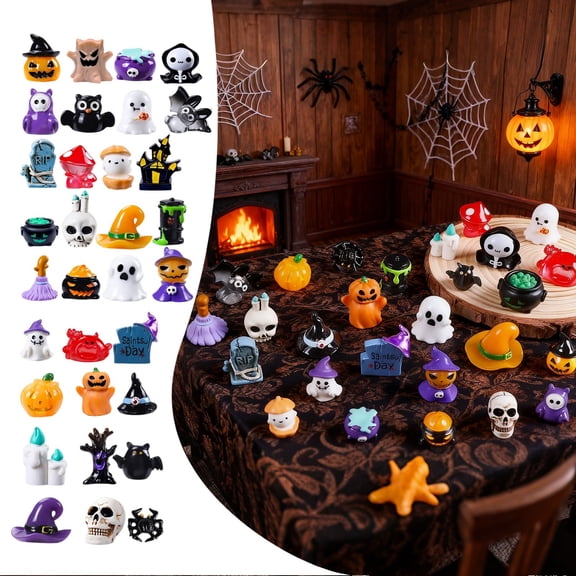 Halloween party resin miniature ghost and vampire micro landscape decoration toys - 32 pieces of Halloween resin miniature items