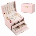 thumbnail image 1 of Caja de Almacenamiento,  de Organizador con Cerradura, Caja de Almacenamiento de Cuero para Anillos, Pendientes, Collares, Pulseras, Etc, Perfecto Regalo para Mujeres (Rosa), 1 of 6