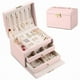 thumbnail image 1 of Caja de Almacenamiento,  de Organizador con Cerradura, Caja de Almacenamiento de Cuero para Anillos, Pendientes, Collares, Pulseras, Etc, Perfecto Regalo para Mujeres (Rosa), 1 of 6