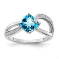 thumbnail image 4 of Auriga Fine Jewelry 925 Sterling Silver Blue Topaz and Diamond Ring for Women Size 9, 4 of 6