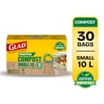 thumbnail image 1 of Glad Certified Compostable Drawstring Bags - Small 10 Litres - Drawstring, 30 Compost Trash Bags -, 1 of 11