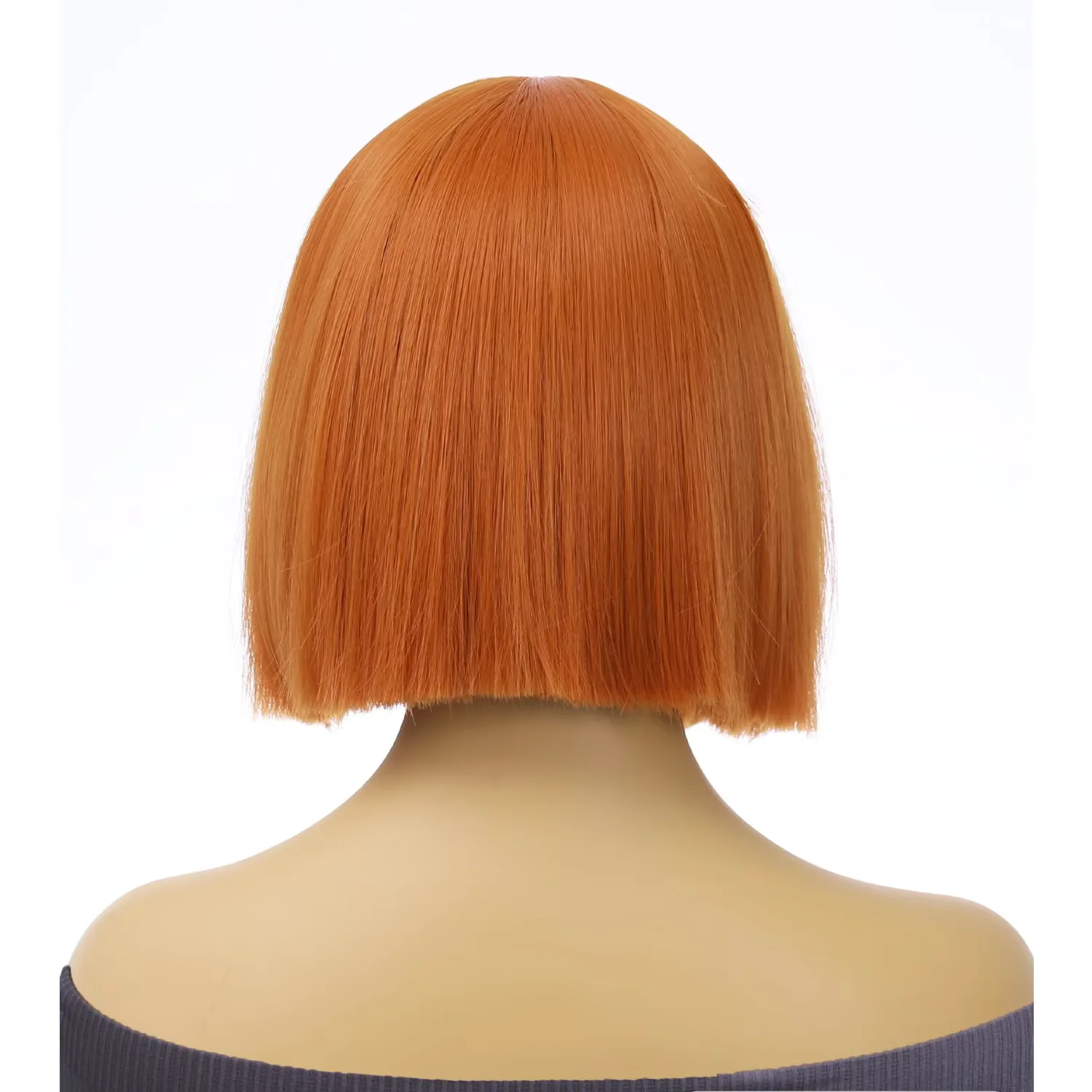 RightOn 10 Inches Dark Orange Bob Wig With Middle Part Bangs Wig for Women Girls Daily Use