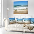 thumbnail image 2 of Designart Beautiful Empty Beach under Blue Sky - Seashore Throw Pillow - 16x16, 2 of 4