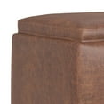 thumbnail image 6 of Simpli Home Natasha 18" WD Square Storage Ottoman with Tray in Brown Vegan Faux Leather, 6 of 15