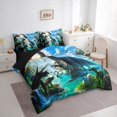 thumbnail image 2 of Manfei Dinosaur Wildlife 7-Piece Twin Bedding,Retro Butterfly Dragon Animals Bedding Comforter Set,Blue,Black Reversible, 2 of 6