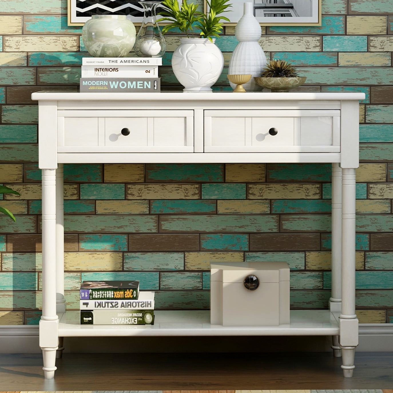Buy Entry Table with Drawers, SEGMART Wooden Console Table White Sofa