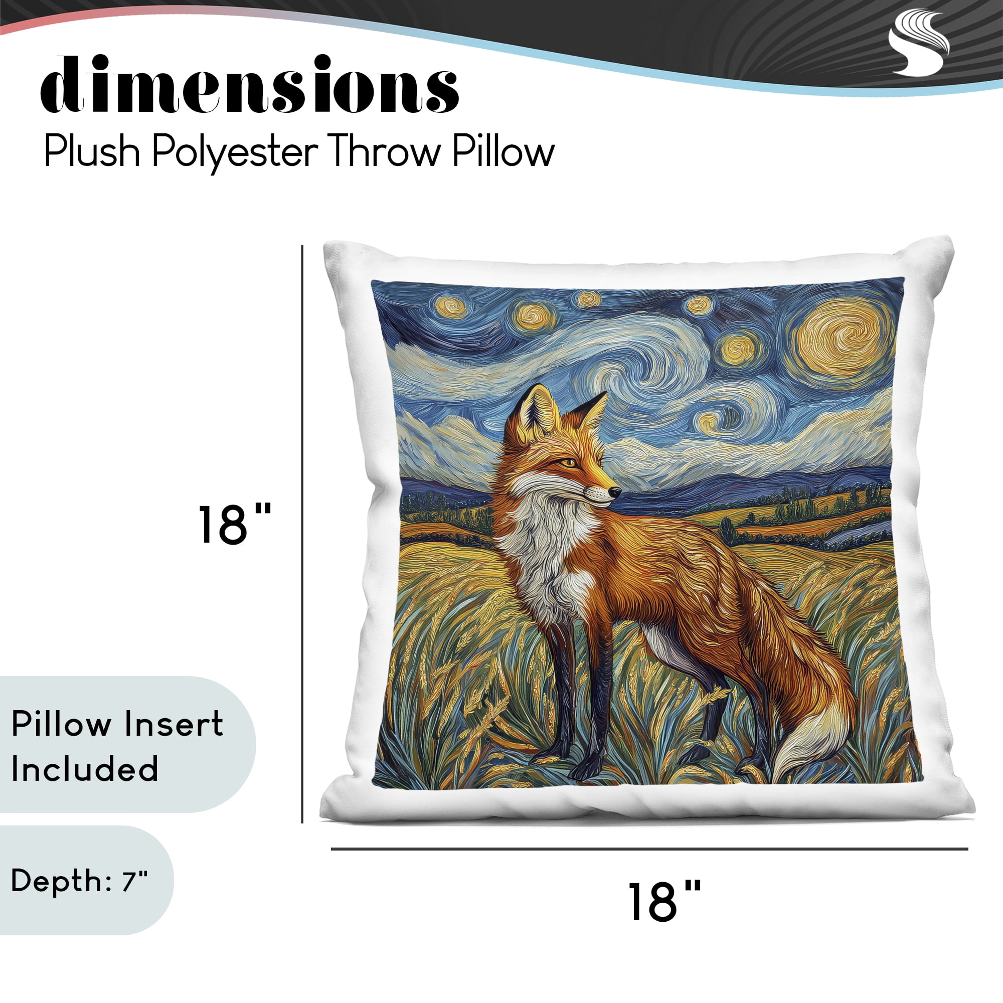 Stupell Industries Swirling Impressionist Fox Decorative Printed Throw Pillow, design by The Wands Want, 18 x 7 x 18