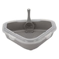 thumbnail image 2 of Bandeja de arena para gatos, caja de arena fina triangular inastillable abierta, bandeja de arena para gatos para, gatos de interior, conejos Gris, 2 of 8