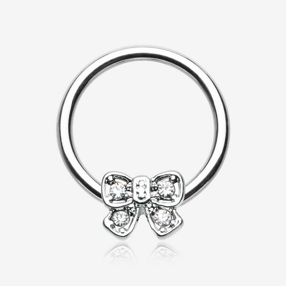 Dainty Bow-Tie Sparkle Captive Bead Ring