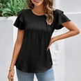thumbnail image 3 of Lixiuxyad Women Dressy Casual Tops Business Work Blouses Summer Shirts Short Sleeve Crew Neck Trendy Flowy,Black XL, 3 of 7