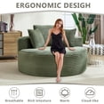 thumbnail image 2 of Aukfa Oversized Round Chaise Longue Chair Indoor, 56-inch Upholstered Corduroy Deep Seat Circle Cloud Sofa Chair, Green, 2 of 8