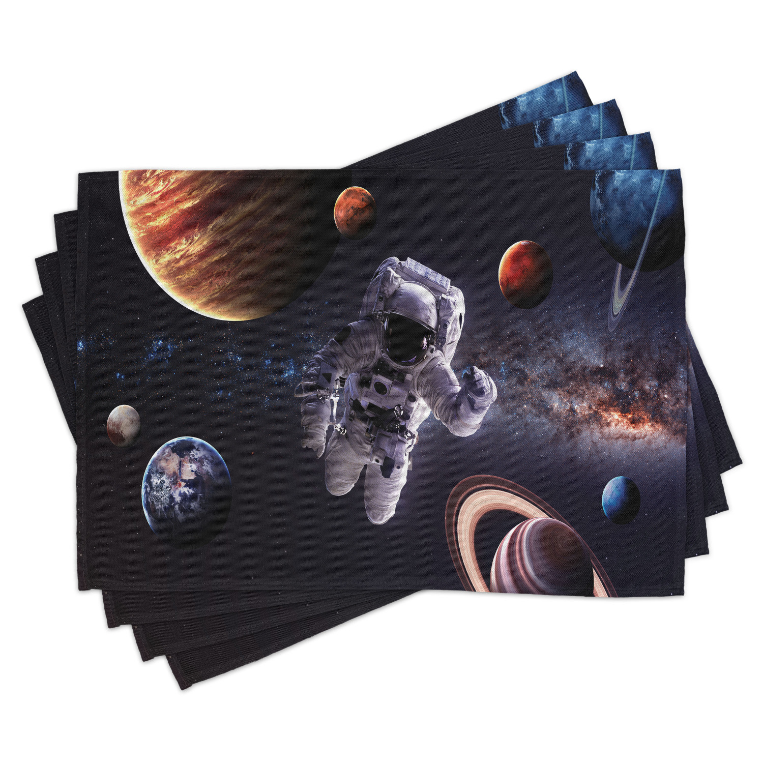 Outer Space Placemats Set of 4 Astronaut Between Mars Neptune