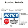 thumbnail image 2 of (2 Pack) No Trespassing Or Through Traffic OSHA Notice Sign 18 Inch X 12 Inch Indoor / Outdoor Rust-Free Aluminum Metal Signs for Workplace, Workshop, and Construction Site, Made in the, 2 of 8