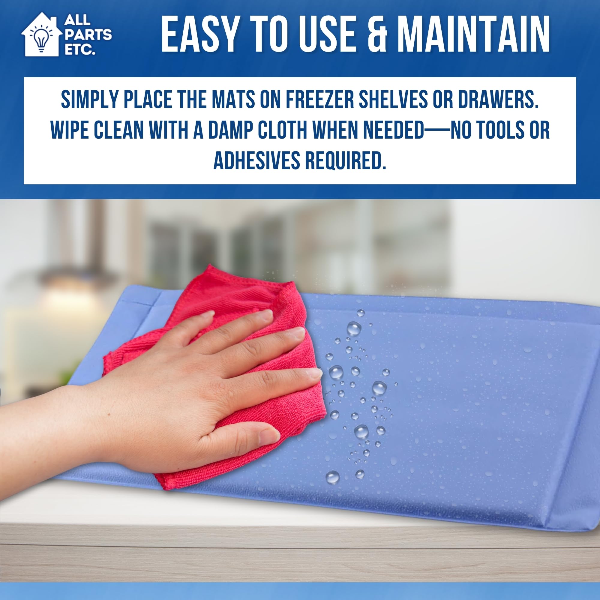 Anti-Frost Freezer Mat - No Frost Ice Prevention Liner Pads, Reusable Freezer Shelf Mats Kitchen Accessory Helps Prevent Ice Build-Up and Improve Airflow for Refrigerator, Fits Most fridges (4)