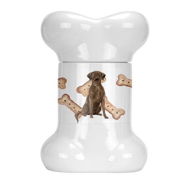 Chocolate Labrador Retriever Bone Shaped Treat Jar