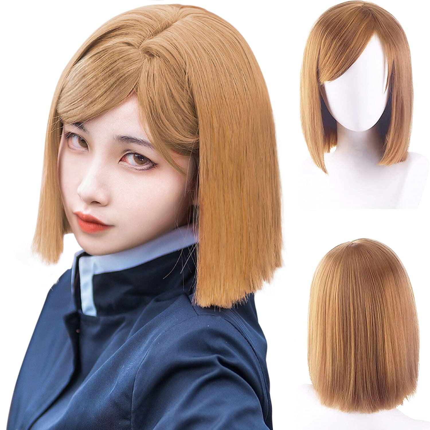 Free Cap + Brown Wig for Women Girls Kids Short Bob Cosplay Wigs with Bangs Synthetic  Hair Wigs for Anime | Walmart Canada