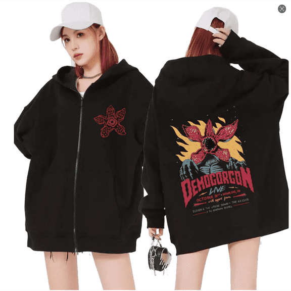 Eddie Munson The Demogorgon Zipper Hoodie  Drawstring Pocket Sweatshirt Men/women  Harajuku Streetwear