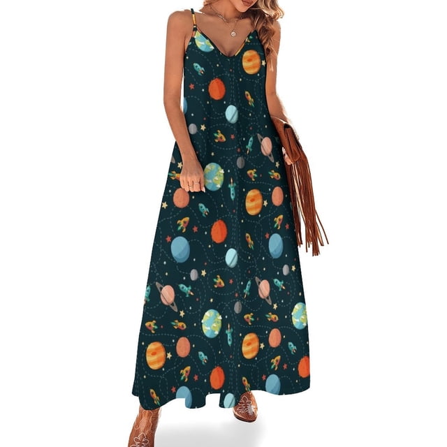 Vestido sin mangas de aventura espacial ropa para mujer Vestido largo de mujer