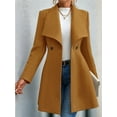 thumbnail image 4 of Women'S Classic Coat Lapel Collar Open Front Long Jacket Pea Coat Camel Color L, 4 of 9