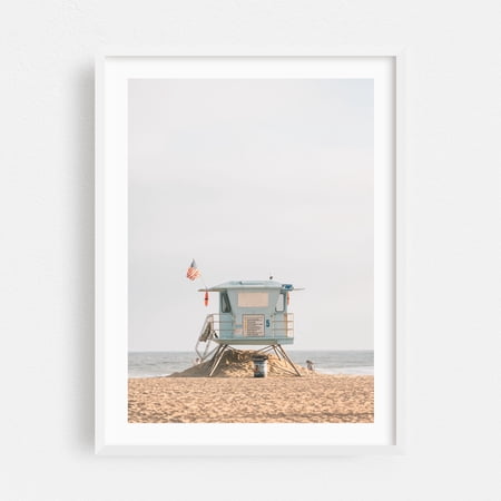 Lifeguard, HB 02 - Huntington Beach California Photography White Framed Wall Art Print 12 x 18 inches