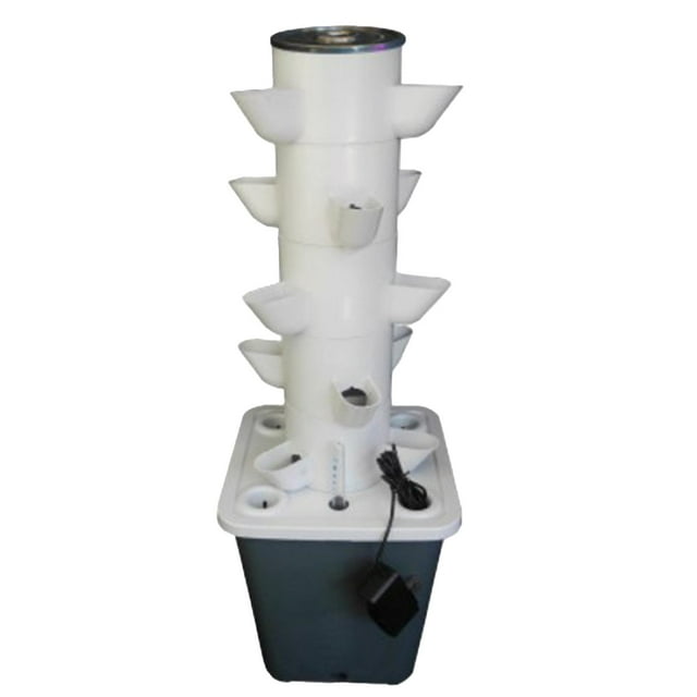 Estante de cultivo hidropónico, jardinera vertical, bomba de agua, manguera de esponja, circulación automática, material de PVC, adecuado para oficina, cocina, césped, balcón, 15 agujeros