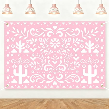 6x4FT Cie-lito Lin-do Backdrop Pink Mexican Talavera Baby Shower Decorations Banner Floral Carnival Photography Background for Mexico Fiesta Birthday Bridal Shower Wedding Party Decor