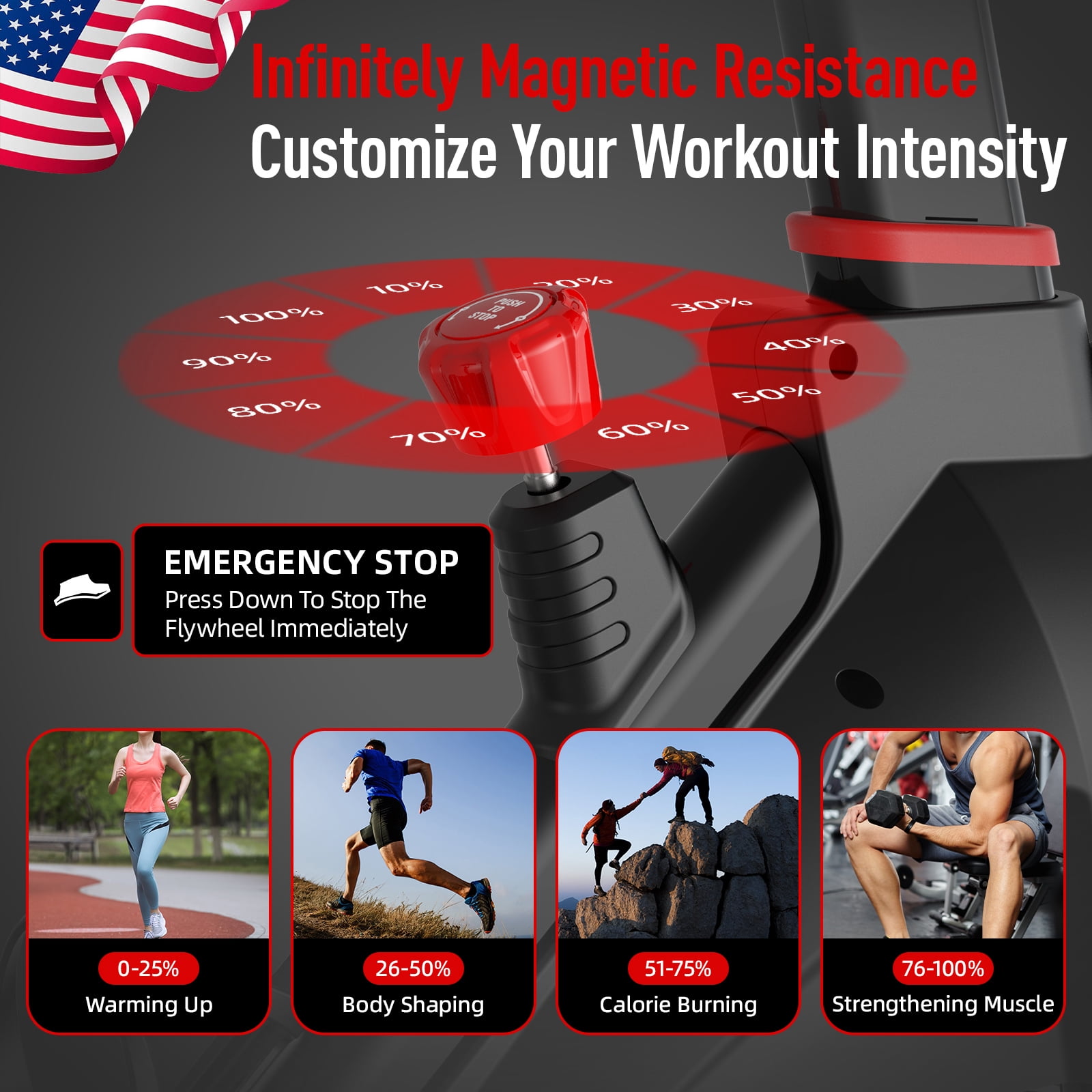 HARISON Magnetic Stationary Bike for Home, Indoor Cycling Bike with 350LBS Capacity, Brake Pad, Tablet Holder & Comfort Seat