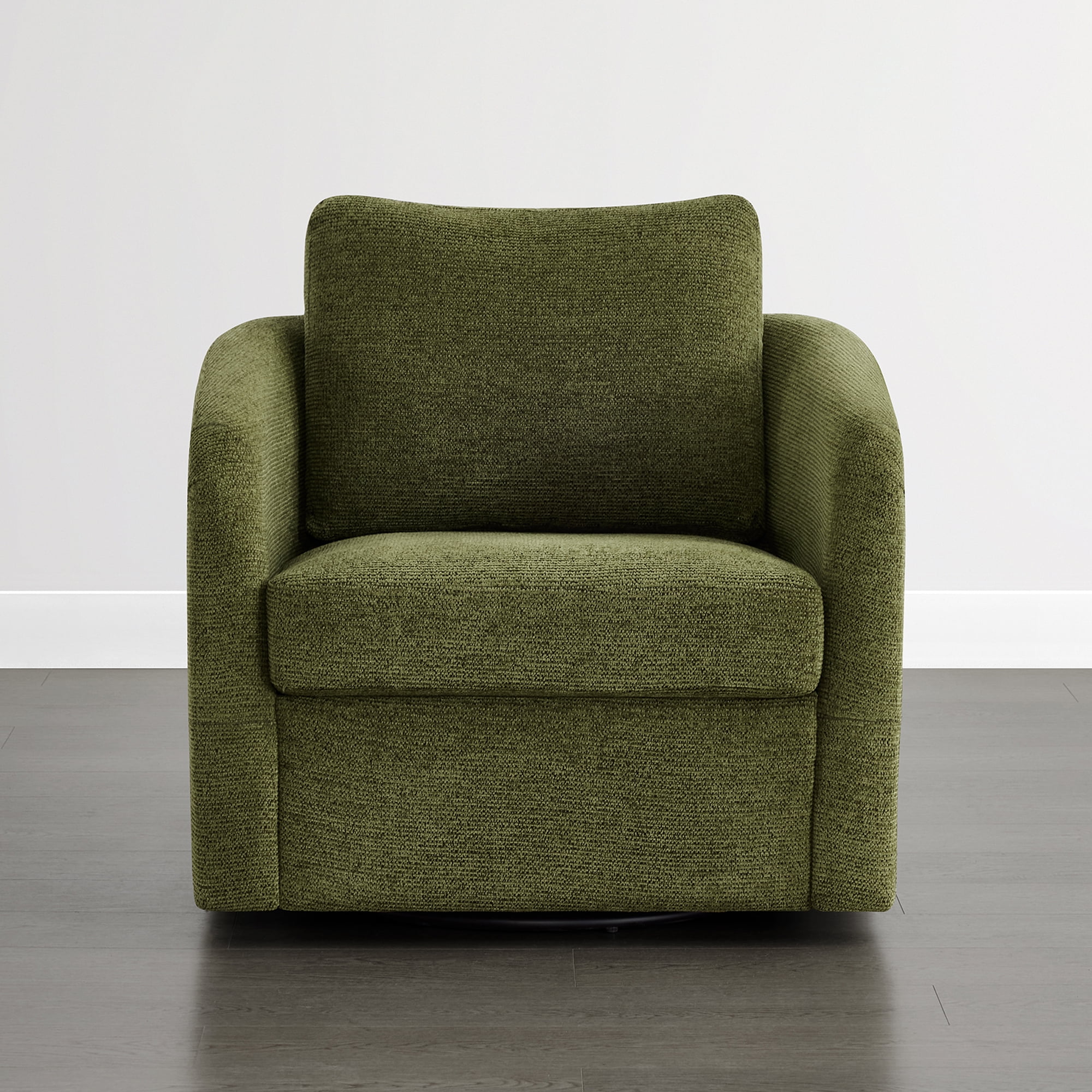 Spruce & Spring Modern Upholstered Swivel Barrel Accent Chair with Removable Slipcover Green, Single Chair
