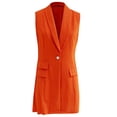 thumbnail image 4 of ZAZYULZ Womens Sleeveless Blazer Jacket Vest Solid Color Pocket Lapel Button Suit Vest(Red2,L), 4 of 5
