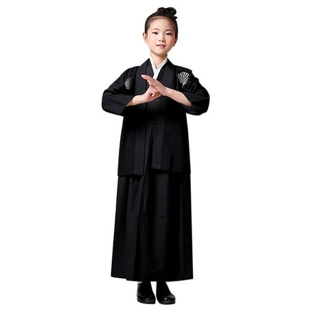 

Girls Pajamas Japanese Traditional Dress Kimono Robe for Kids Girls Yukata Kimono Anime Robe Clothes Loungewear Black 140
