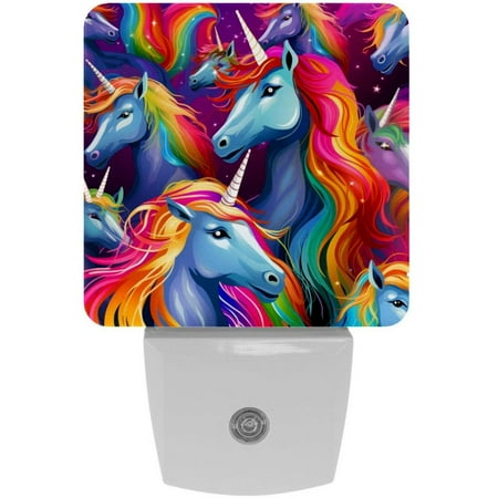 

Rainbow Unicorns LED Square Night Lights- Modern and Energy Efficient Bedside Lamps for a Soothing Atmosphere - Set of 2