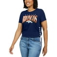 thumbnail image 4 of Women's WEAR by Erin Andrews Navy Denver Broncos Lace Up Side Modest Cropped T-Shirt, 4 of 4