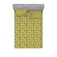 thumbnail image 2 of Flower Bedding Set with Sheet & Covers, Narcissus Blooms Vintage Composition with Yellow Toned Background, Printed Bedroom Decor 2 Shams, 4 Sizes, Pale Green Purple, by Ambesonne, 2 of 3